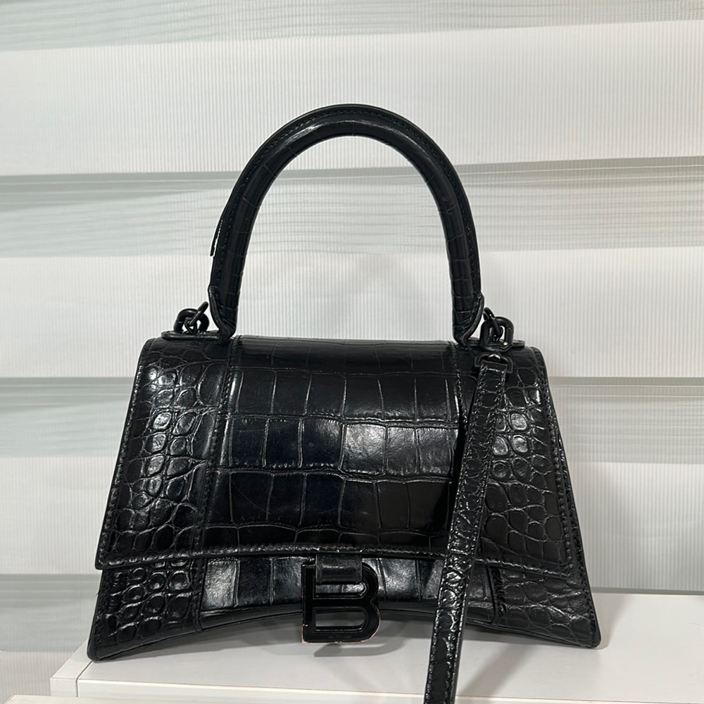 Balenciaga Small Crocodile-Embossed Top-Handle Bag